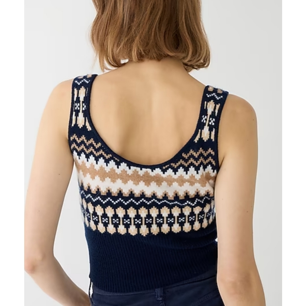 30. J.Crew Cashmere Fair Isle tank top - Picture 3 of 12